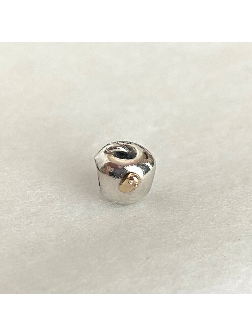Retired Pandora Sterling Silver 925 ALE Apple With 14K Gold Worm Charm Bead